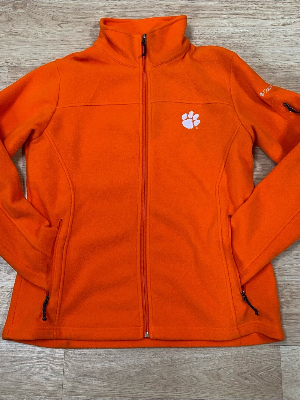 Clemson University Tigers Fleece Jacket Mens Large Orange Full-Zip Mock Neck Top